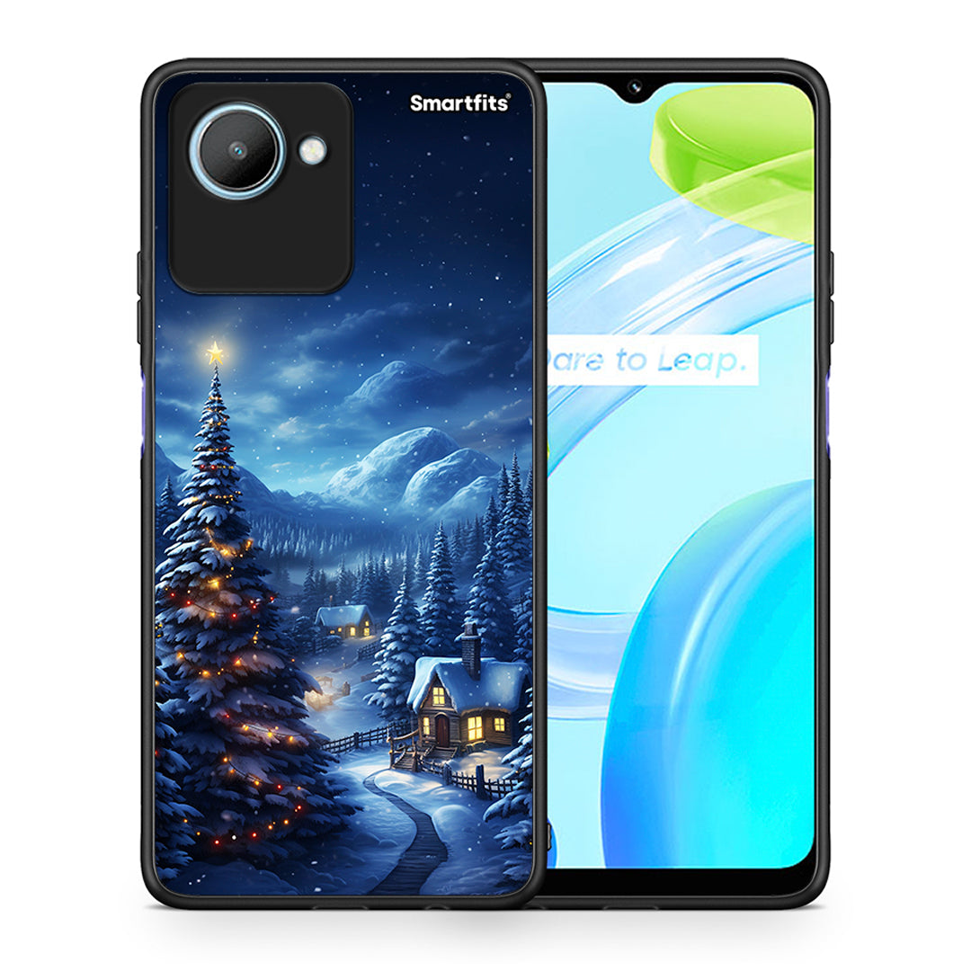 Θήκη Realme C30 Christmas Scenery από τη Smartfits με σχέδιο στο πίσω μέρος και μαύρο περίβλημα | Realme C30 Christmas Scenery Case with Colorful Back and Black Bezels