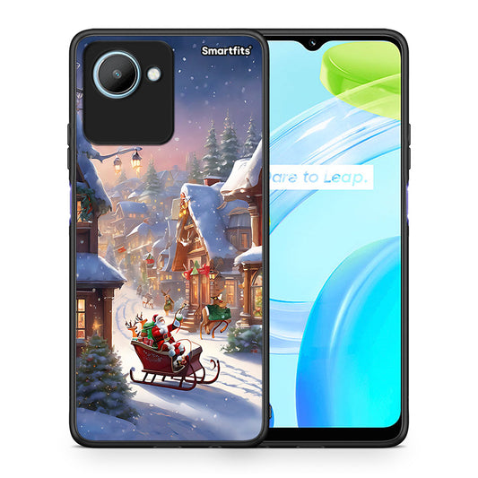 Θήκη Realme C30 Christmas Snow από τη Smartfits με σχέδιο στο πίσω μέρος και μαύρο περίβλημα | Realme C30 Christmas Snow Case with Colorful Back and Black Bezels
