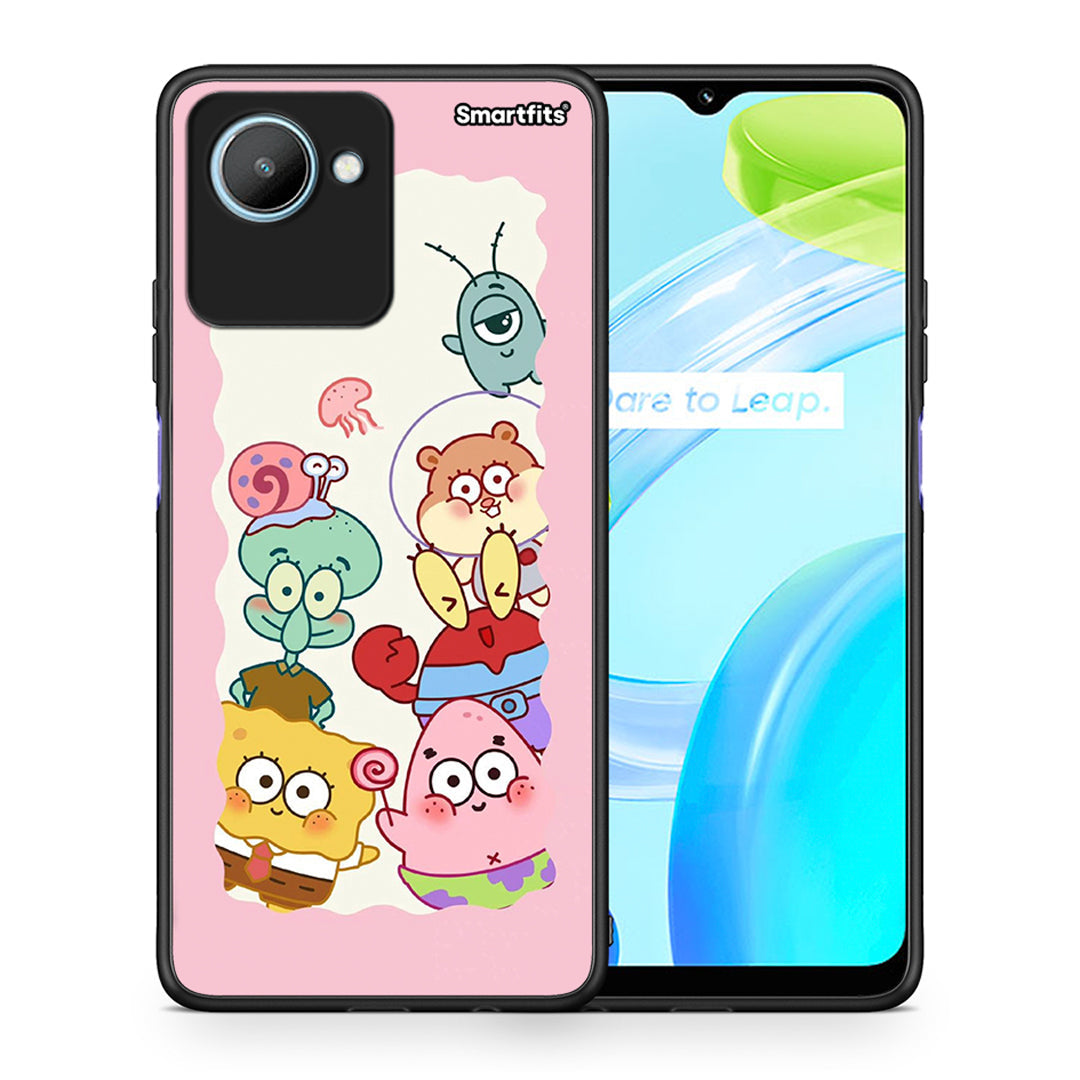 Θήκη Realme C30 Cute Companion από τη Smartfits με σχέδιο στο πίσω μέρος και μαύρο περίβλημα | Realme C30 Cute Companion Case with Colorful Back and Black Bezels