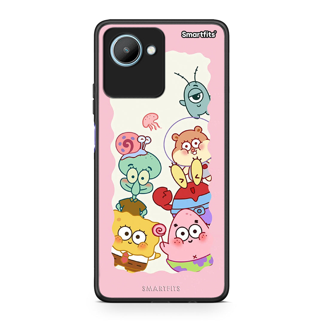 Θήκη Realme C30 Cute Companion από τη Smartfits με σχέδιο στο πίσω μέρος και μαύρο περίβλημα | Realme C30 Cute Companion Case with Colorful Back and Black Bezels