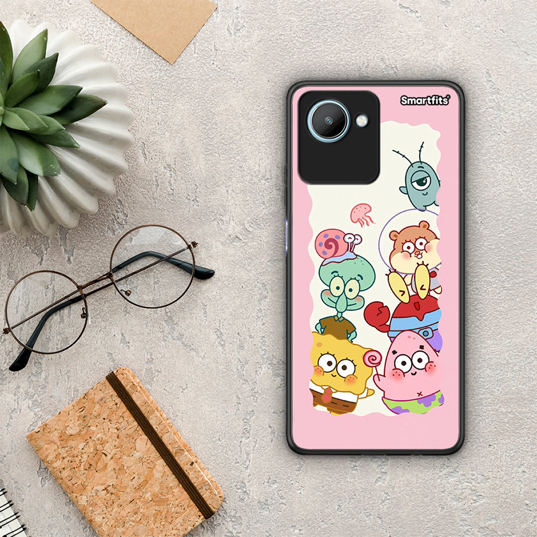 Θήκη Realme C30 Cute Companion από τη Smartfits με σχέδιο στο πίσω μέρος και μαύρο περίβλημα | Realme C30 Cute Companion Case with Colorful Back and Black Bezels