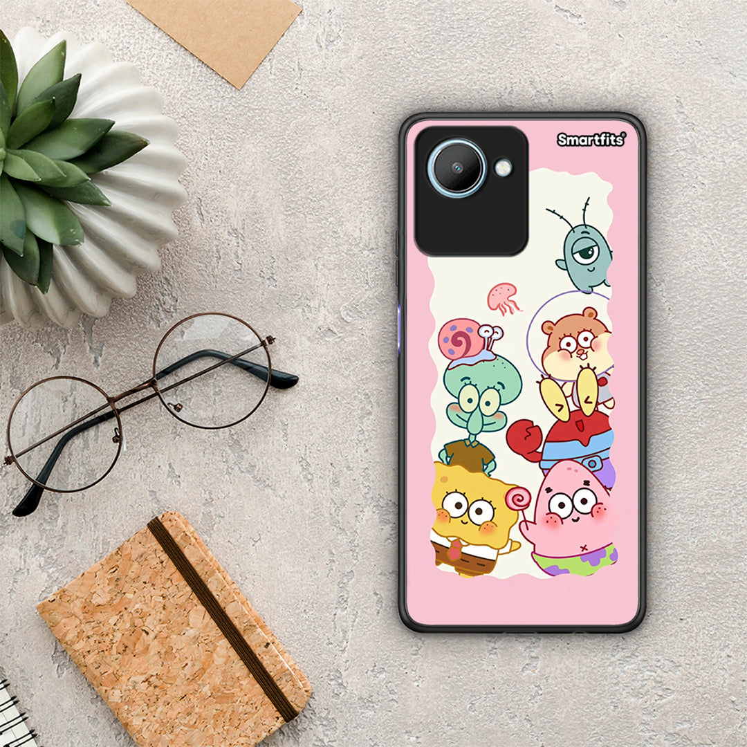 Θήκη Realme C30 Cute Companion από τη Smartfits με σχέδιο στο πίσω μέρος και μαύρο περίβλημα | Realme C30 Cute Companion Case with Colorful Back and Black Bezels