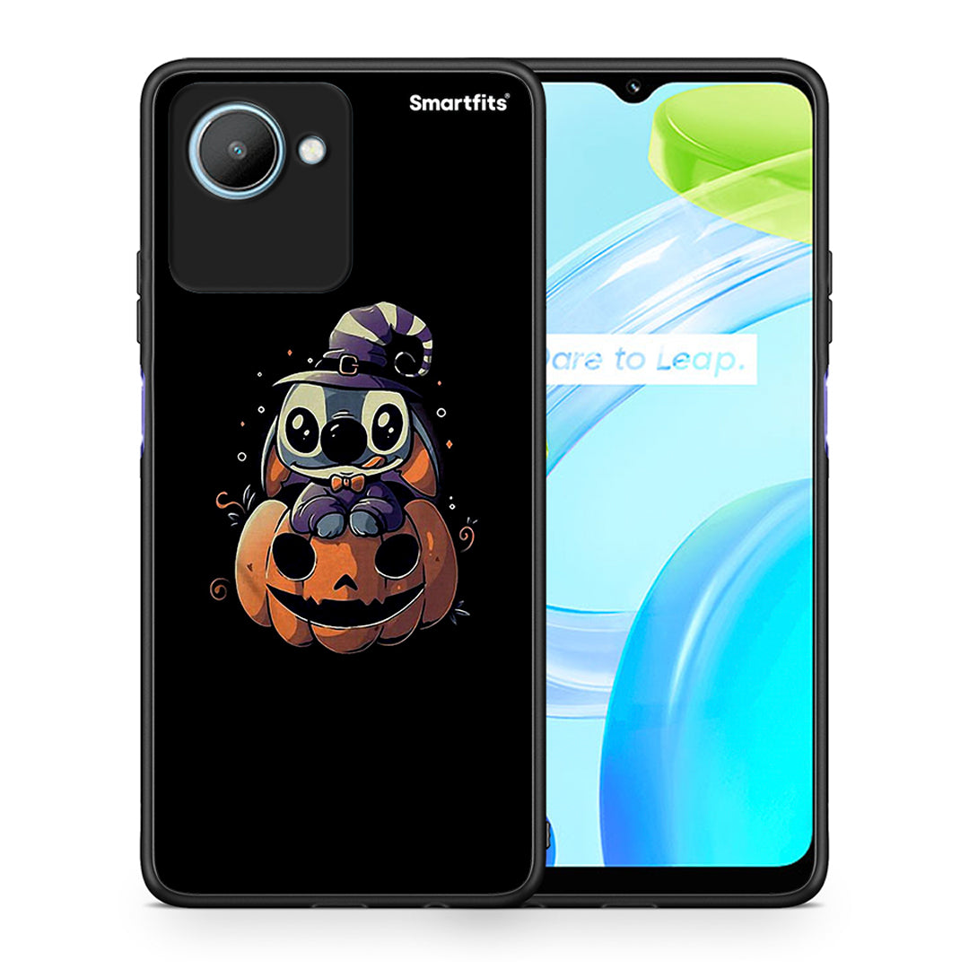 Θήκη Realme C30 Halloween Stitch από τη Smartfits με σχέδιο στο πίσω μέρος και μαύρο περίβλημα | Realme C30 Halloween Stitch Case with Colorful Back and Black Bezels