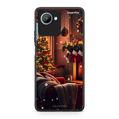 Θήκη Realme C30 Home For Christmas από τη Smartfits με σχέδιο στο πίσω μέρος και μαύρο περίβλημα | Realme C30 Home For Christmas Case with Colorful Back and Black Bezels