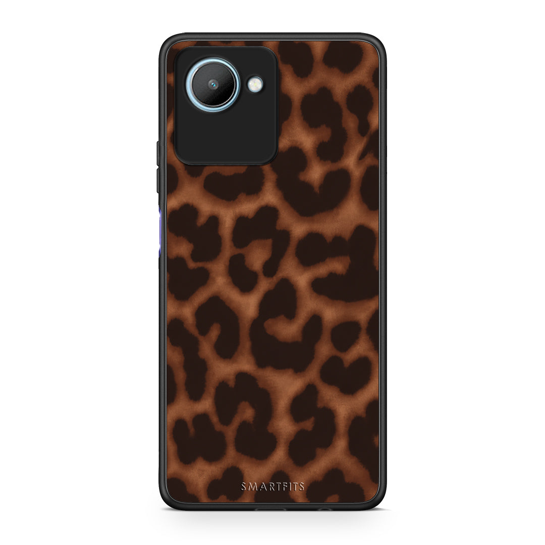 Θήκη Realme C30 Leopard Print Dark Brown από τη Smartfits με σχέδιο στο πίσω μέρος και μαύρο περίβλημα | Realme C30 Leopard Print Dark Brown case with colorful back and black bezels