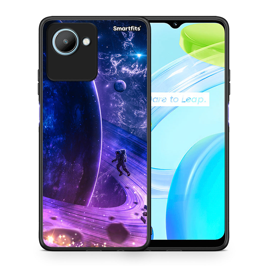 Θήκη Realme C30 Lost Astronaut από τη Smartfits με σχέδιο στο πίσω μέρος και μαύρο περίβλημα | Realme C30 Lost Astronaut Case with Colorful Back and Black Bezels