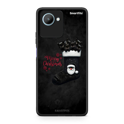 Θήκη Realme C30 Merry Cat Christmas από τη Smartfits με σχέδιο στο πίσω μέρος και μαύρο περίβλημα | Realme C30 Merry Cat Christmas Case with Colorful Back and Black Bezels