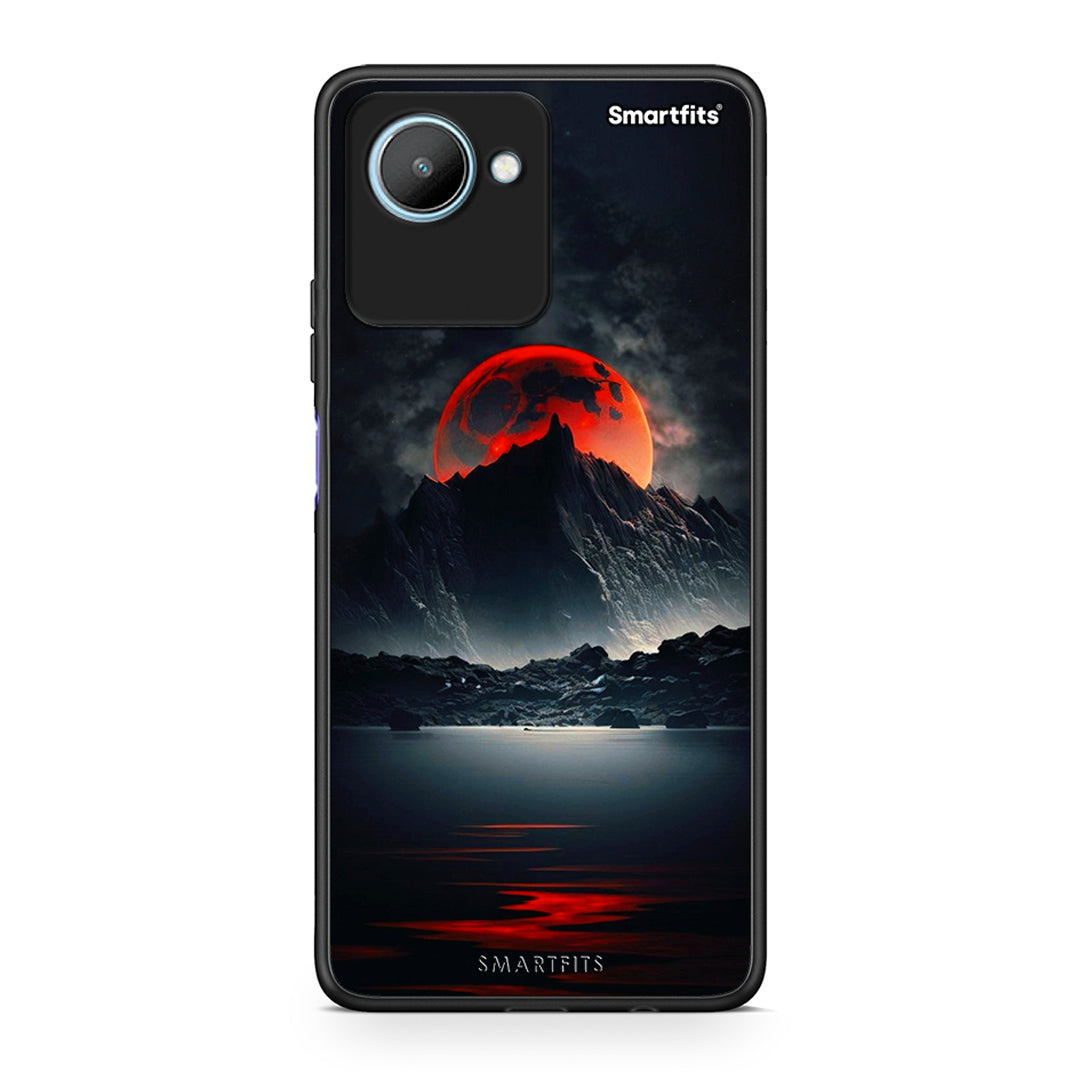 Θήκη Realme C30 Red Full Moon από τη Smartfits με σχέδιο στο πίσω μέρος και μαύρο περίβλημα | Realme C30 Red Full Moon Case with Colorful Back and Black Bezels