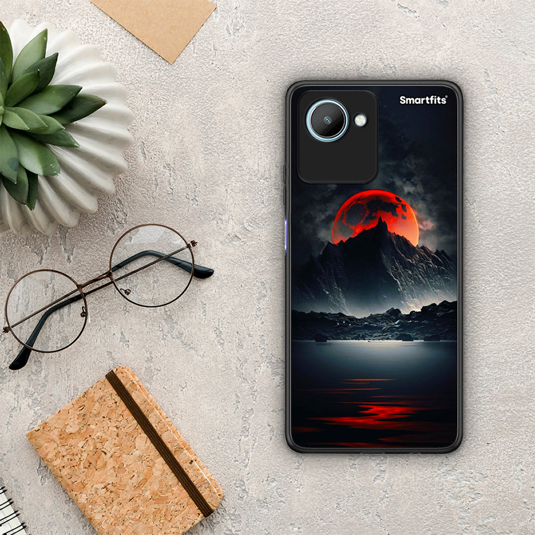 Θήκη Realme C30 Red Full Moon από τη Smartfits με σχέδιο στο πίσω μέρος και μαύρο περίβλημα | Realme C30 Red Full Moon Case with Colorful Back and Black Bezels