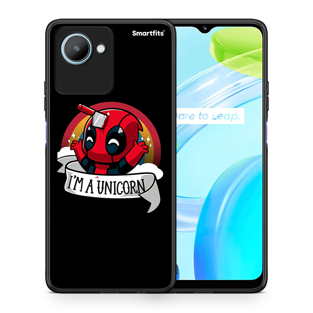 Θήκη Realme C30 Unicorn Deadpool από τη Smartfits με σχέδιο στο πίσω μέρος και μαύρο περίβλημα | Realme C30 Unicorn Deadpool Case with Colorful Back and Black Bezels