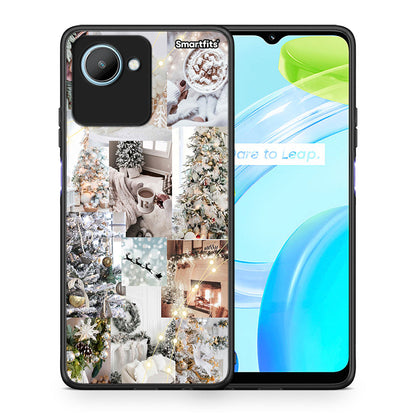 Θήκη Realme C30 White Christmas από τη Smartfits με σχέδιο στο πίσω μέρος και μαύρο περίβλημα | Realme C30 White Christmas Case with Colorful Back and Black Bezels