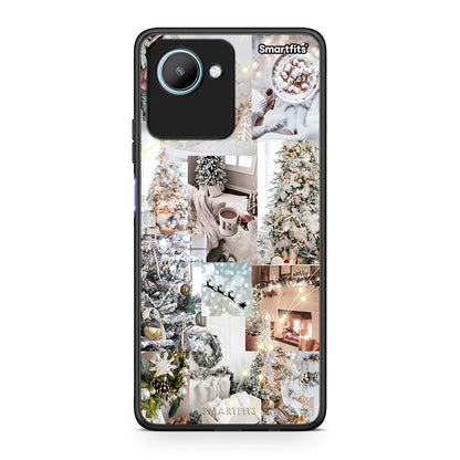 Θήκη Realme C30 White Christmas από τη Smartfits με σχέδιο στο πίσω μέρος και μαύρο περίβλημα | Realme C30 White Christmas Case with Colorful Back and Black Bezels