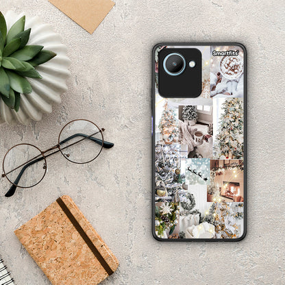 Θήκη Realme C30 White Christmas από τη Smartfits με σχέδιο στο πίσω μέρος και μαύρο περίβλημα | Realme C30 White Christmas Case with Colorful Back and Black Bezels