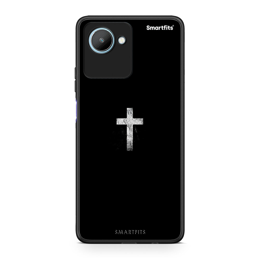 Θήκη Realme C30 White Cross από τη Smartfits με σχέδιο στο πίσω μέρος και μαύρο περίβλημα | Realme C30 White Cross Case with Colorful Back and Black Bezels