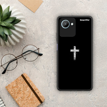 Θήκη Realme C30 White Cross από τη Smartfits με σχέδιο στο πίσω μέρος και μαύρο περίβλημα | Realme C30 White Cross Case with Colorful Back and Black Bezels