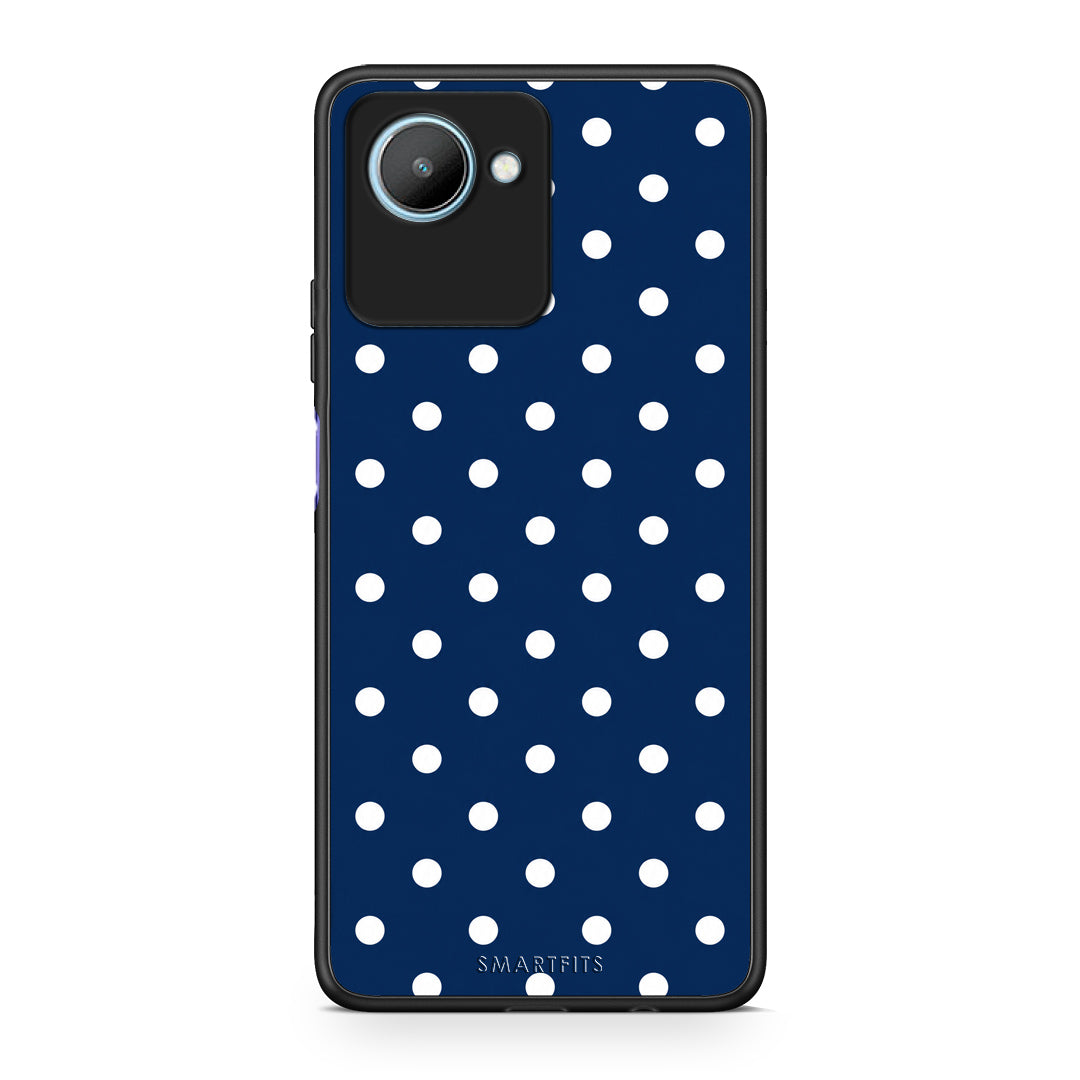 Θήκη Realme C30 White Small Polka Dots on Navy από τη Smartfits με σχέδιο στο πίσω μέρος και μαύρο περίβλημα | Realme C30 White Small Polka Dots on Navy case with colorful back and black bezels