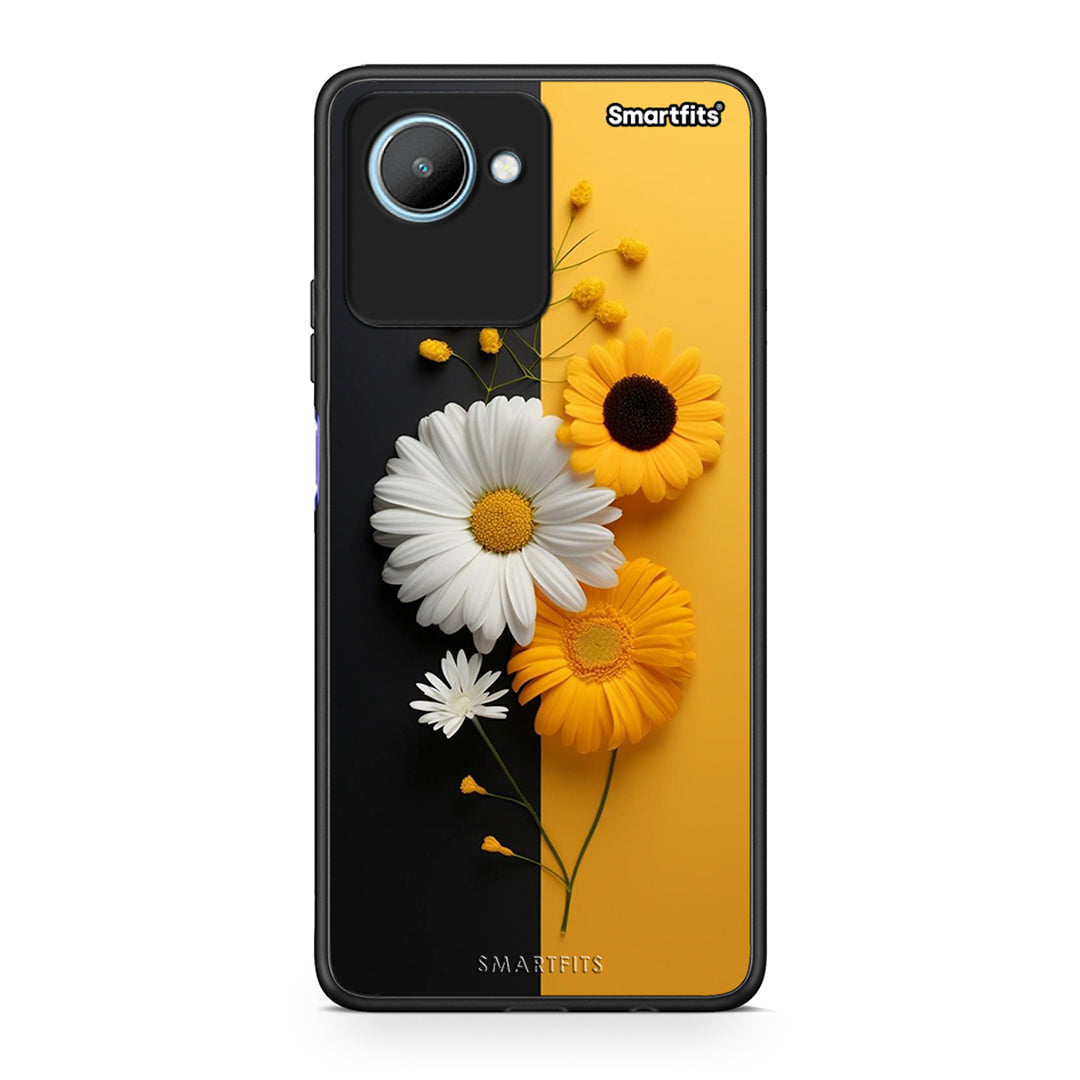 Θήκη Realme C30 Yellow Daisies από τη Smartfits με σχέδιο στο πίσω μέρος και μαύρο περίβλημα | Realme C30 Yellow Daisies Case with Colorful Back and Black Bezels