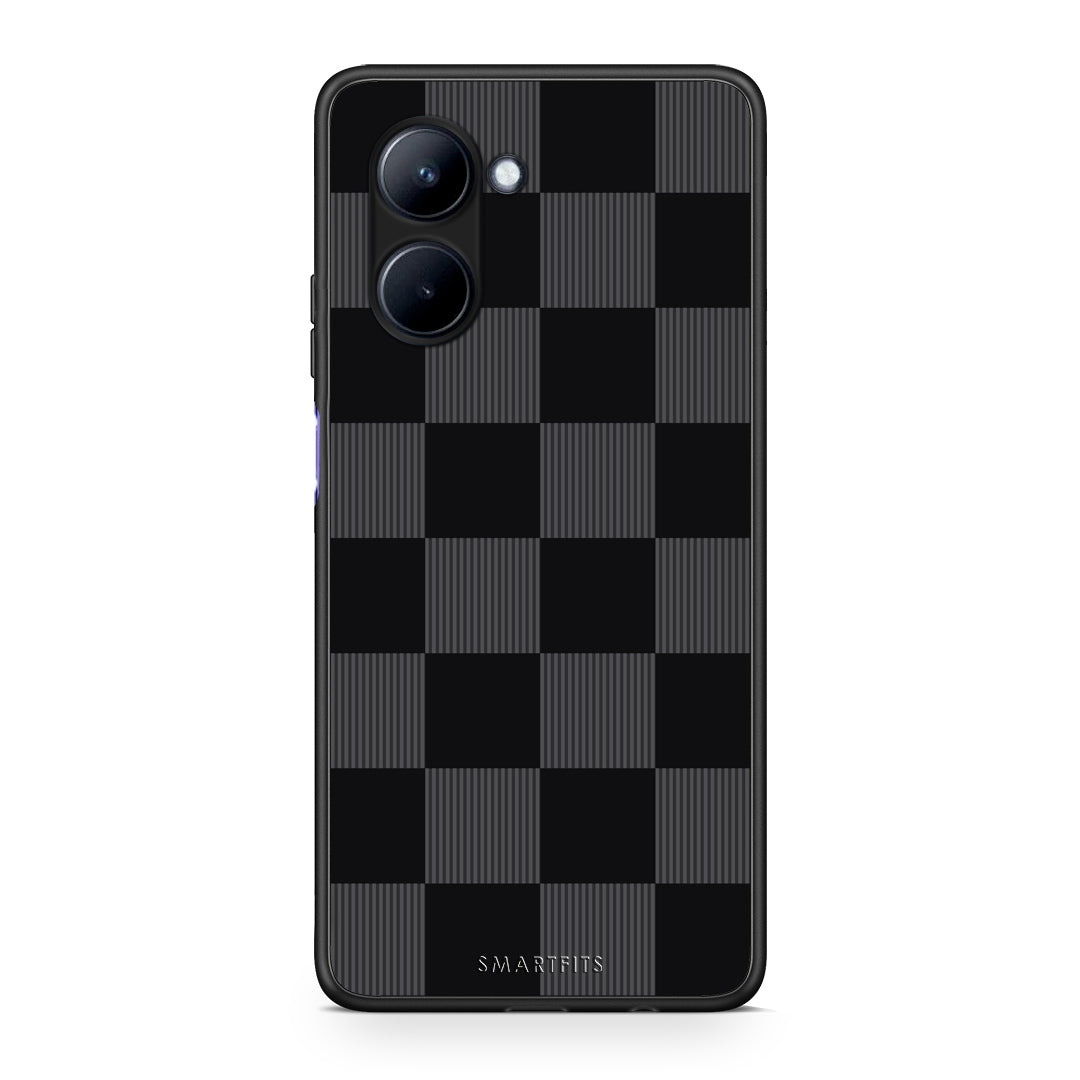 Θήκη Realme C33 Black and Charcoal Striped Checks από τη Smartfits με σχέδιο στο πίσω μέρος και μαύρο περίβλημα | Realme C33 Black and Charcoal Striped Checks case with colorful back and black bezels
