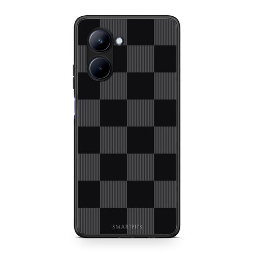 Θήκη Realme C33 Black and Charcoal Striped Checks από τη Smartfits με σχέδιο στο πίσω μέρος και μαύρο περίβλημα | Realme C33 Black and Charcoal Striped Checks case with colorful back and black bezels