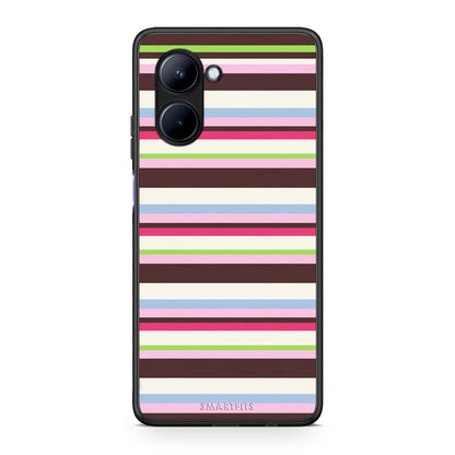 Θήκη Realme C33 Multicolour Horizontal Stripes από τη Smartfits με σχέδιο στο πίσω μέρος και μαύρο περίβλημα | Realme C33 Multicolour Horizontal Stripes case with colorful back and black bezels