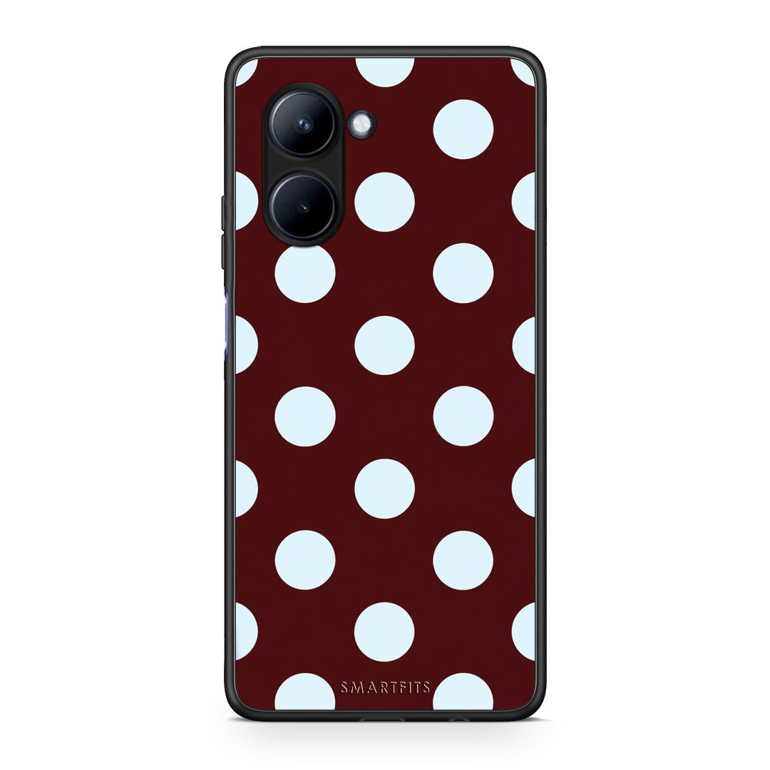 Θήκη Realme C33 Pale Blue Large Polka Dots on Burgundy από τη Smartfits με σχέδιο στο πίσω μέρος και μαύρο περίβλημα | Realme C33 Pale Blue Large Polka Dots on Burgundy case with colorful back and black bezels