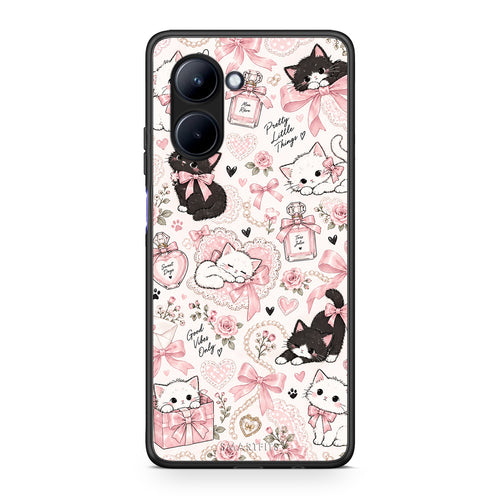 Θήκη Realme C33 Pink Bows and Kittens Collage από τη Smartfits με σχέδιο στο πίσω μέρος και μαύρο περίβλημα | Realme C33 Pink Bows and Kittens Collage case with colorful back and black bezels