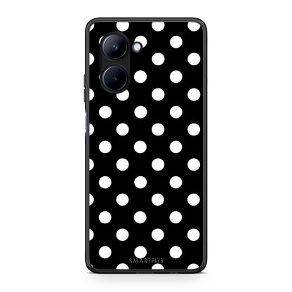 Θήκη Realme C33 White Polka Dots on Black από τη Smartfits με σχέδιο στο πίσω μέρος και μαύρο περίβλημα | Realme C33 White Polka Dots on Black case with colorful back and black bezels