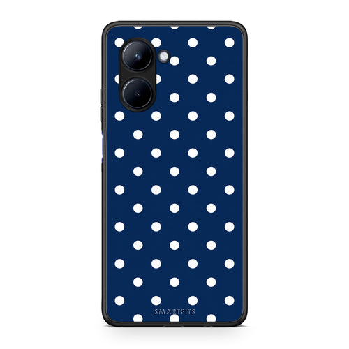 Θήκη Realme C33 White Small Polka Dots on Navy από τη Smartfits με σχέδιο στο πίσω μέρος και μαύρο περίβλημα | Realme C33 White Small Polka Dots on Navy case with colorful back and black bezels