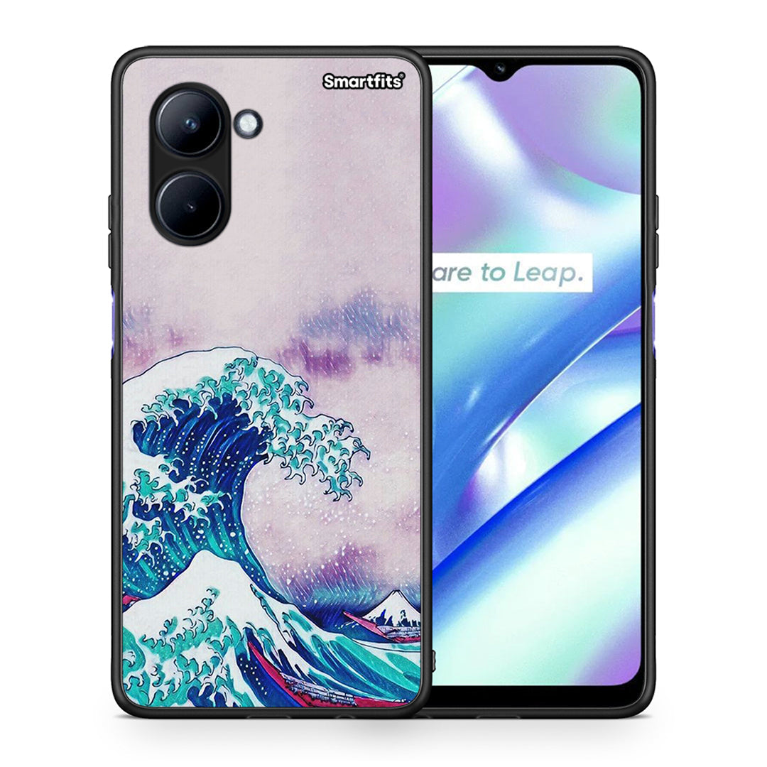 Θήκη Realme C33 Blue Waves από τη Smartfits με σχέδιο στο πίσω μέρος και μαύρο περίβλημα | Realme C33 Blue Waves Case with Colorful Back and Black Bezels