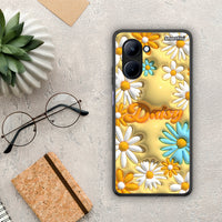 Thumbnail for Θήκη Realme C33 Bubble Daisies από τη Smartfits με σχέδιο στο πίσω μέρος και μαύρο περίβλημα | Realme C33 Bubble Daisies Case with Colorful Back and Black Bezels