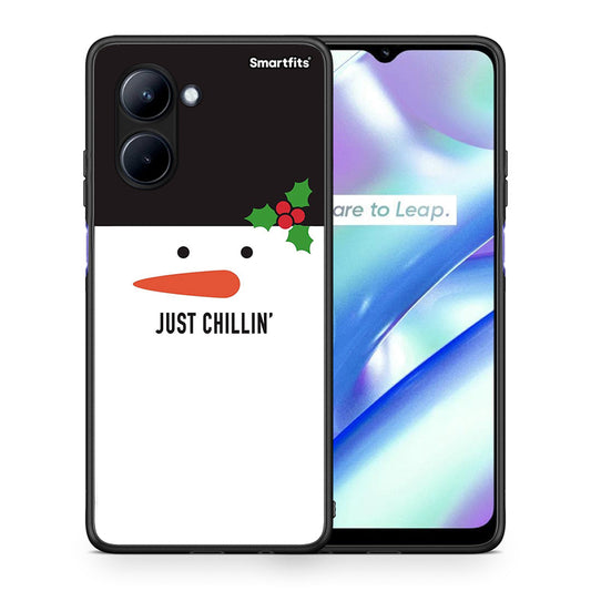 Θήκη Realme C33 Christmas Chillin από τη Smartfits με σχέδιο στο πίσω μέρος και μαύρο περίβλημα | Realme C33 Christmas Chillin Case with Colorful Back and Black Bezels