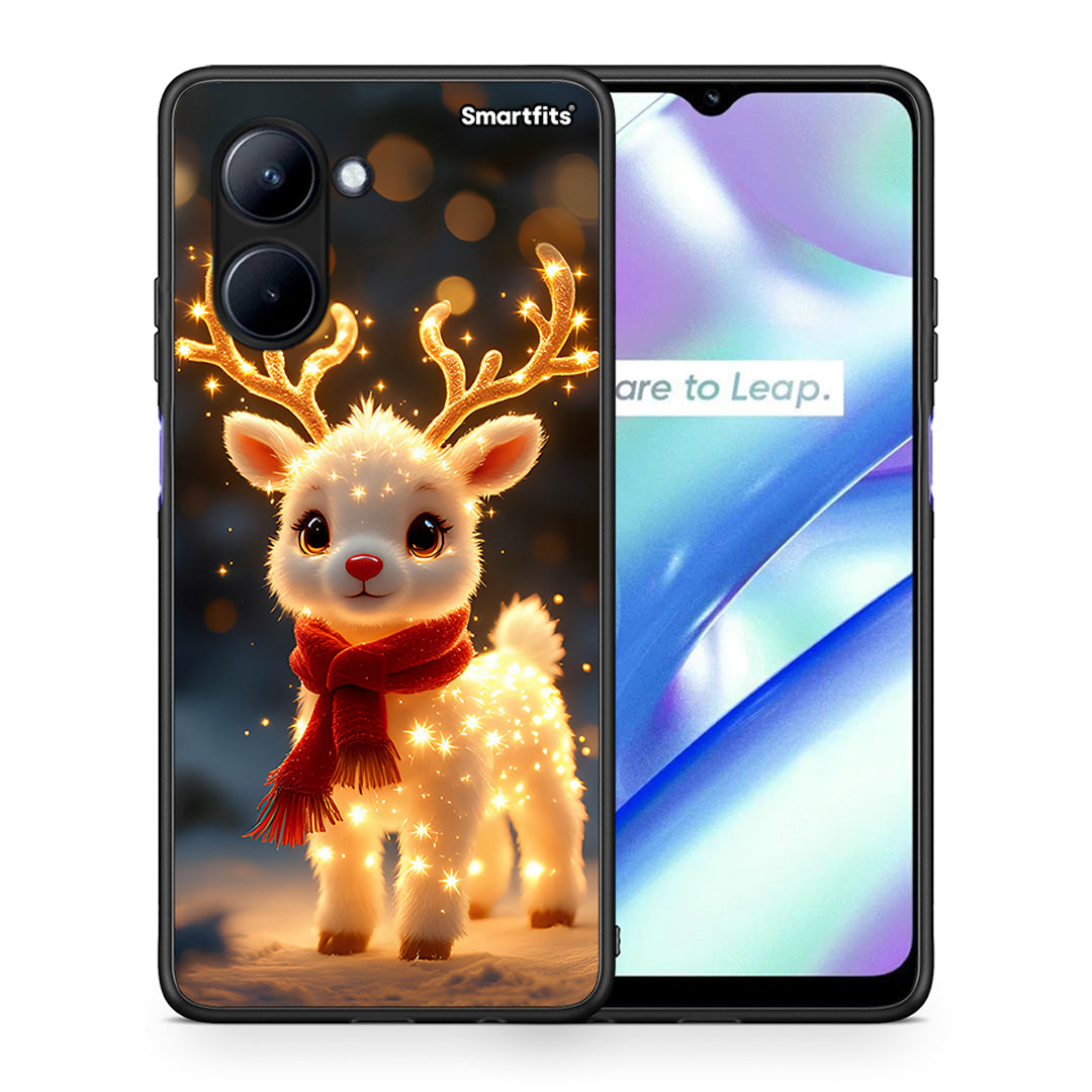 Θήκη Realme C33 Christmas Cutie από τη Smartfits με σχέδιο στο πίσω μέρος και μαύρο περίβλημα | Realme C33 Christmas Cutie Case with Colorful Back and Black Bezels