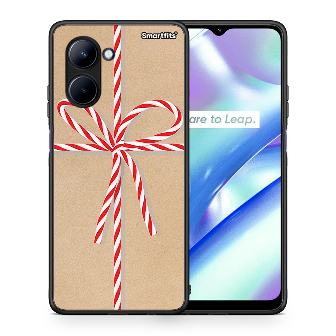 Θήκη Realme C33 Christmas Gift από τη Smartfits με σχέδιο στο πίσω μέρος και μαύρο περίβλημα | Realme C33 Christmas Gift Case with Colorful Back and Black Bezels