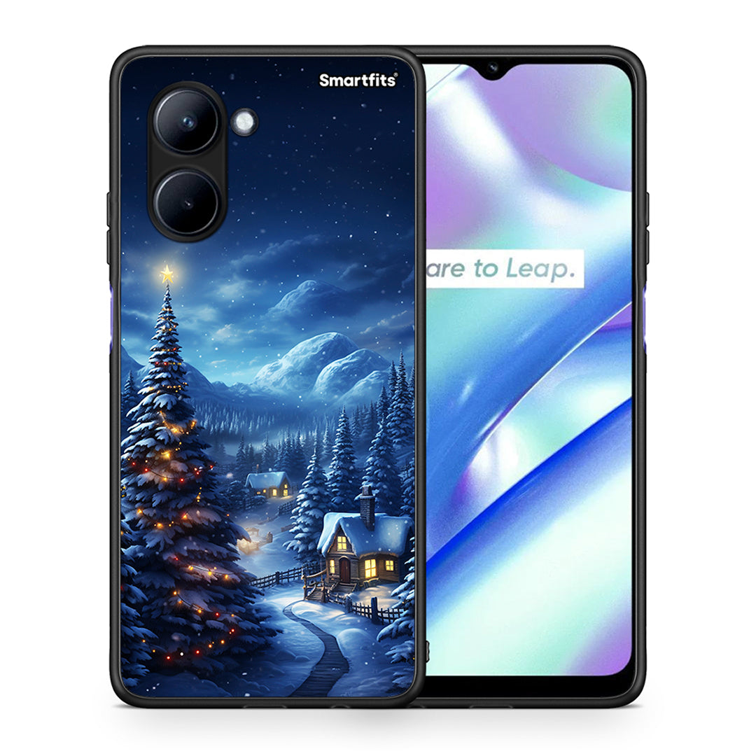 Θήκη Realme C33 Christmas Scenery από τη Smartfits με σχέδιο στο πίσω μέρος και μαύρο περίβλημα | Realme C33 Christmas Scenery Case with Colorful Back and Black Bezels