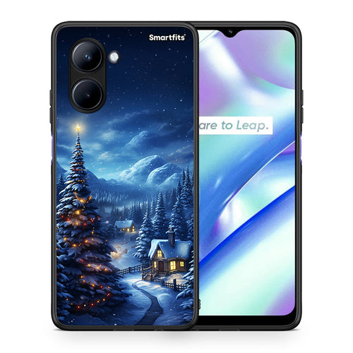 Θήκη Realme C33 Christmas Scenery από τη Smartfits με σχέδιο στο πίσω μέρος και μαύρο περίβλημα | Realme C33 Christmas Scenery Case with Colorful Back and Black Bezels