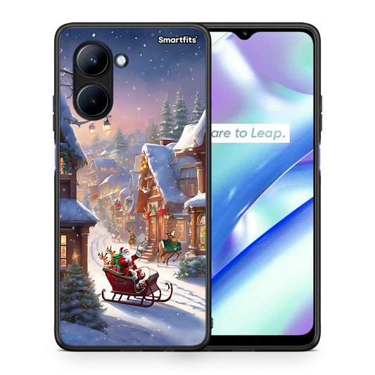 Θήκη Realme C33 Christmas Snow από τη Smartfits με σχέδιο στο πίσω μέρος και μαύρο περίβλημα | Realme C33 Christmas Snow Case with Colorful Back and Black Bezels