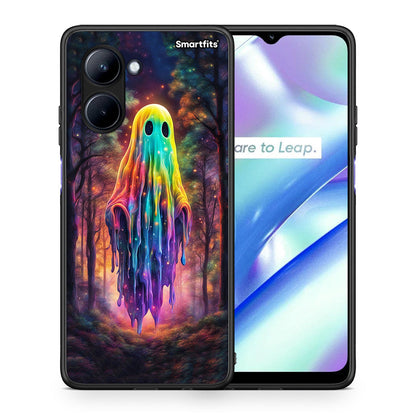 Θήκη Realme C33 Halloween Ghost από τη Smartfits με σχέδιο στο πίσω μέρος και μαύρο περίβλημα | Realme C33 Halloween Ghost Case with Colorful Back and Black Bezels