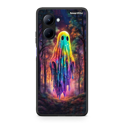 Θήκη Realme C33 Halloween Ghost από τη Smartfits με σχέδιο στο πίσω μέρος και μαύρο περίβλημα | Realme C33 Halloween Ghost Case with Colorful Back and Black Bezels