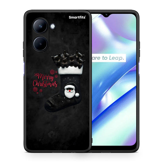 Θήκη Realme C33 Merry Cat Christmas από τη Smartfits με σχέδιο στο πίσω μέρος και μαύρο περίβλημα | Realme C33 Merry Cat Christmas Case with Colorful Back and Black Bezels