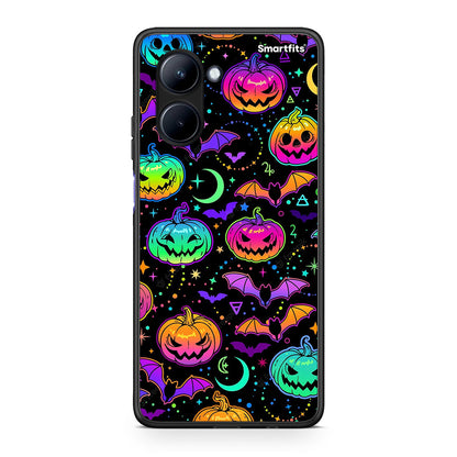 Θήκη Realme C33 Neon Halloween από τη Smartfits με σχέδιο στο πίσω μέρος και μαύρο περίβλημα | Realme C33 Neon Halloween Case with Colorful Back and Black Bezels