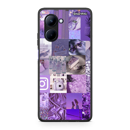 Θήκη Realme C33 Purple Aesthetic Collage από τη Smartfits με σχέδιο στο πίσω μέρος και μαύρο περίβλημα | Realme C33 Purple Aesthetic Collage Case with Colorful Back and Black Bezels