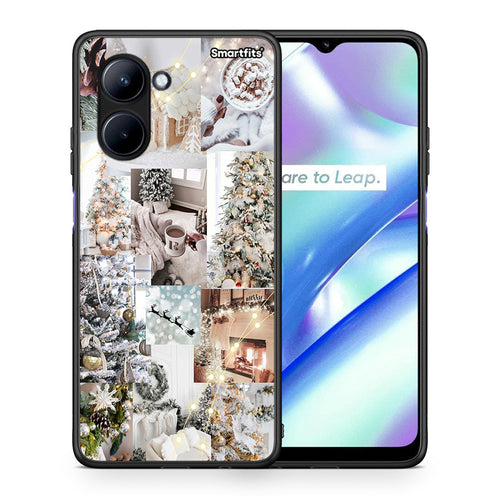 Θήκη Realme C33 White Christmas από τη Smartfits με σχέδιο στο πίσω μέρος και μαύρο περίβλημα | Realme C33 White Christmas Case with Colorful Back and Black Bezels