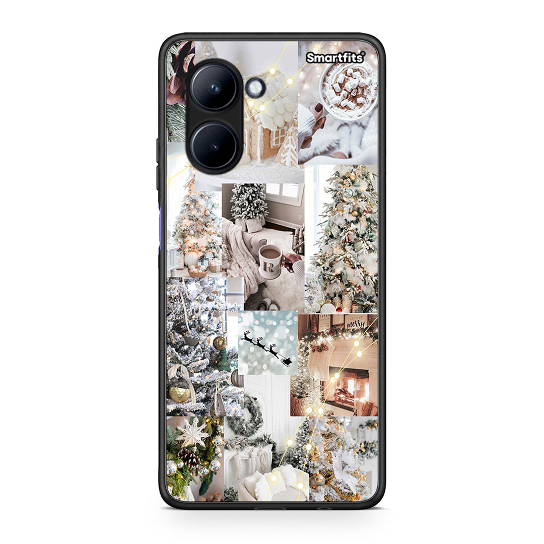 Θήκη Realme C33 White Christmas από τη Smartfits με σχέδιο στο πίσω μέρος και μαύρο περίβλημα | Realme C33 White Christmas Case with Colorful Back and Black Bezels