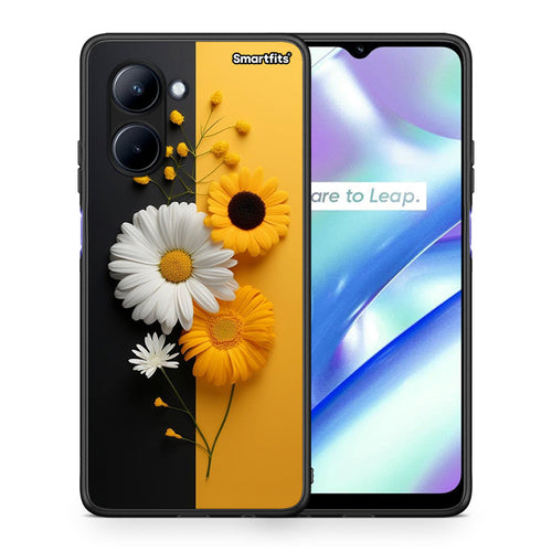 Θήκη Realme C33 Yellow Daisies από τη Smartfits με σχέδιο στο πίσω μέρος και μαύρο περίβλημα | Realme C33 Yellow Daisies Case with Colorful Back and Black Bezels