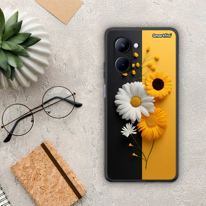 Θήκη Realme C33 Yellow Daisies από τη Smartfits με σχέδιο στο πίσω μέρος και μαύρο περίβλημα | Realme C33 Yellow Daisies Case with Colorful Back and Black Bezels