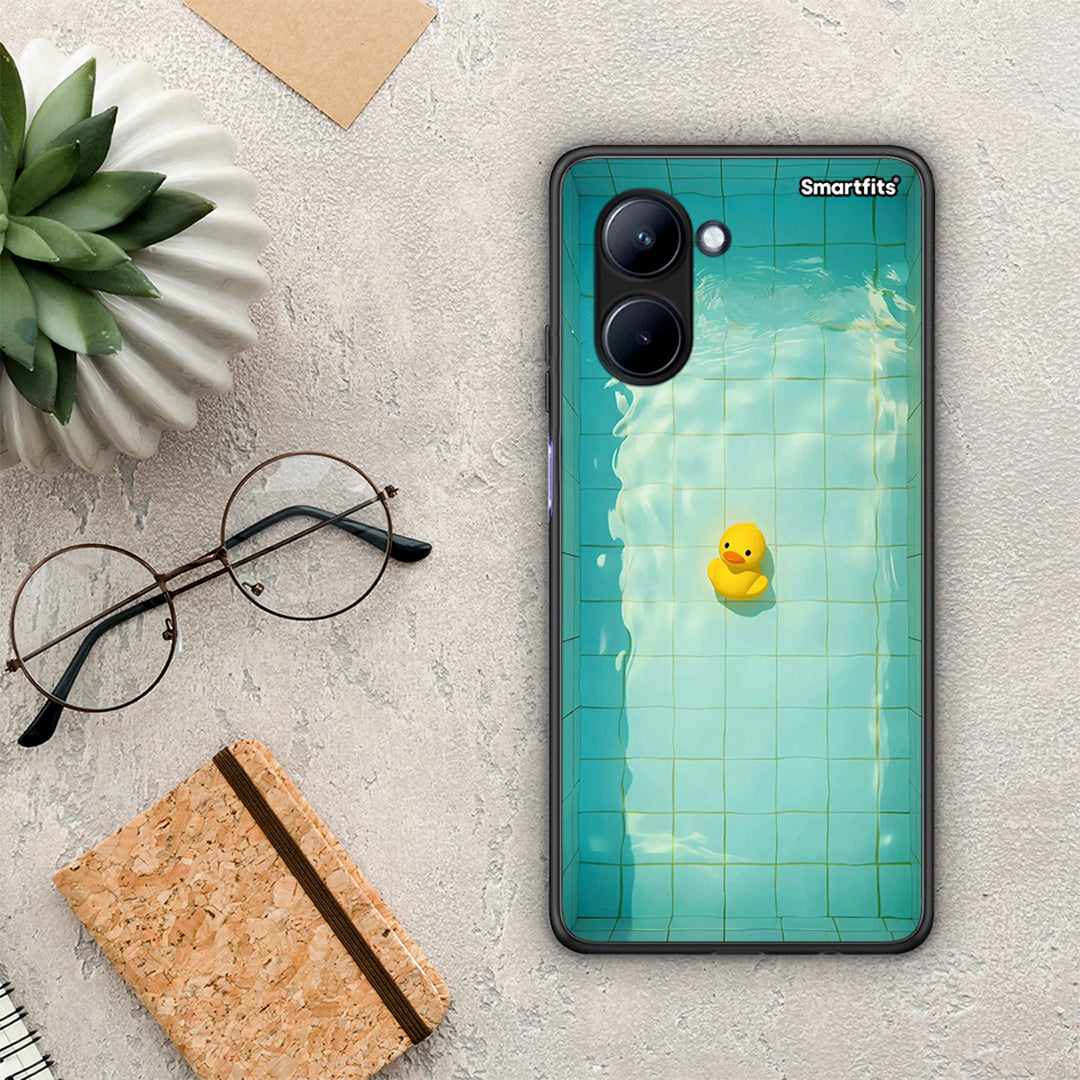 Θήκη Realme C33 Yellow Duck από τη Smartfits με σχέδιο στο πίσω μέρος και μαύρο περίβλημα | Realme C33 Yellow Duck Case with Colorful Back and Black Bezels