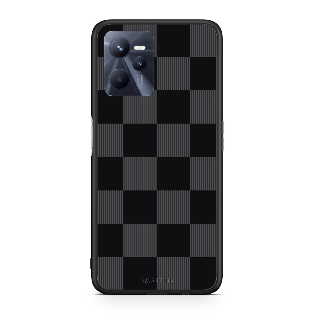 Θήκη Realme C35 / Narzo 50A Prime Black and Charcoal Striped Checks από τη Smartfits με σχέδιο στο πίσω μέρος και μαύρο περίβλημα | Realme C35 / Narzo 50A Prime Black and Charcoal Striped Checks case with colorful back and black bezels