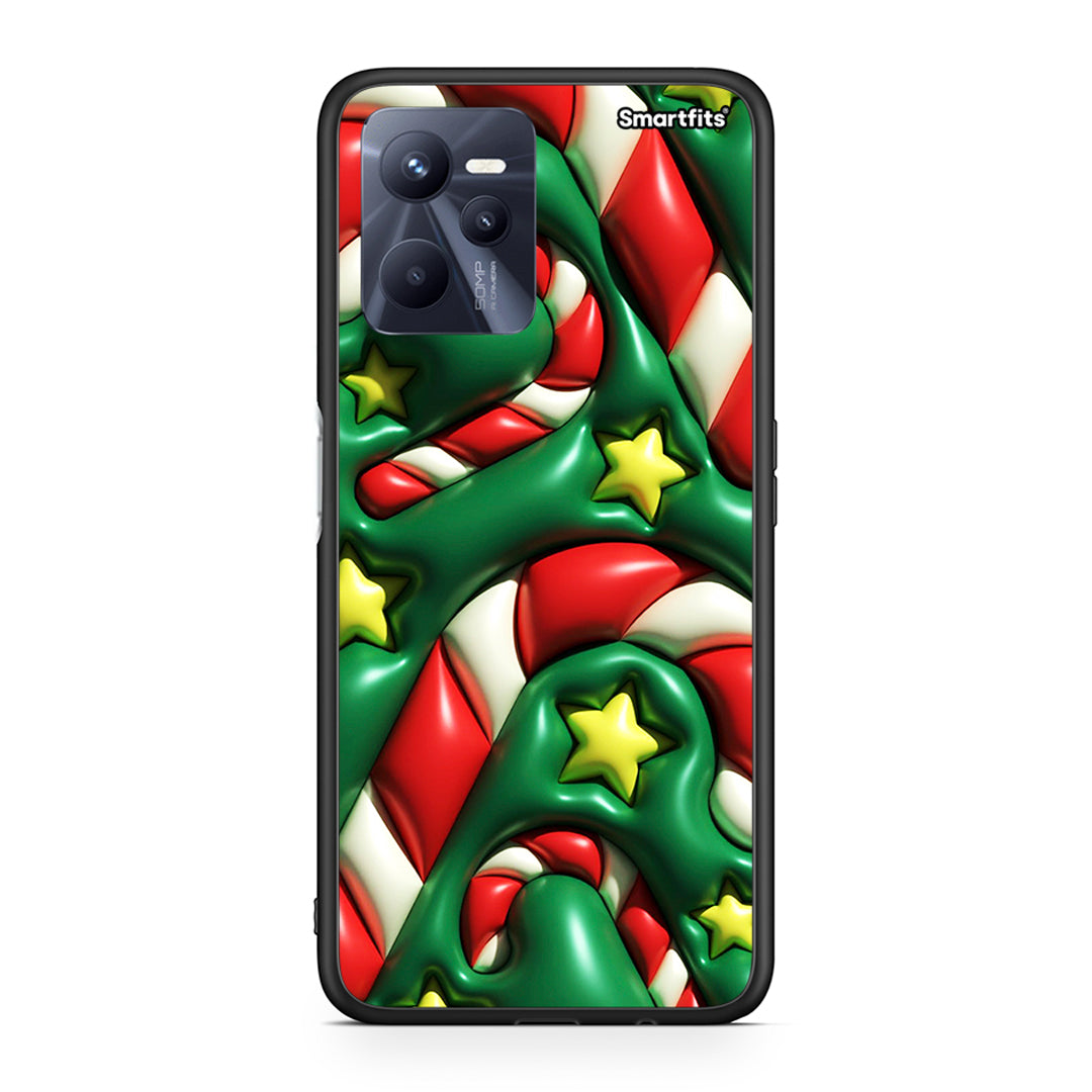 Realme C35 Christmas Bubbles θήκη από τη Smartfits με σχέδιο στο πίσω μέρος και μαύρο περίβλημα | Smartphone case with colorful back and black bezels by Smartfits