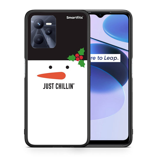Θήκη Realme C35 Christmas Chillin από τη Smartfits με σχέδιο στο πίσω μέρος και μαύρο περίβλημα | Realme C35 Christmas Chillin case with colorful back and black bezels