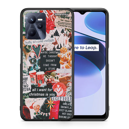 Θήκη Realme C35 Christmas Happiness από τη Smartfits με σχέδιο στο πίσω μέρος και μαύρο περίβλημα | Realme C35 Christmas Happiness case with colorful back and black bezels